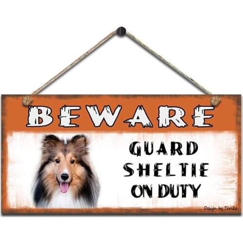 Beware Guard Sheltie On Duty Poster Funny Art Decor Vintage Aluminum Retro Metal Tin Sign Painting Decorative Signs 20x30cm
