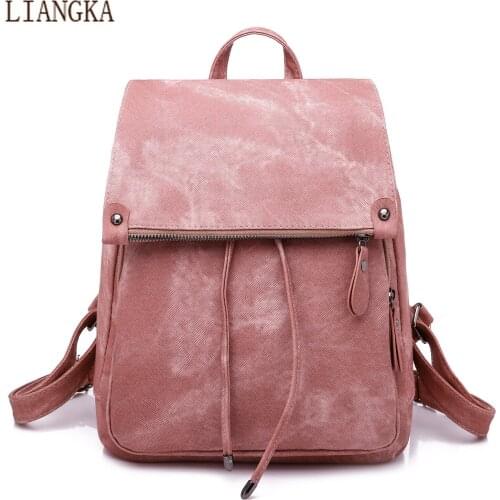 College Wind Backpack Shoulder Bag PU Leather Womens Bag Fashion Ladies Backpack Mochila Escolar School Bags for Teenagers 2021