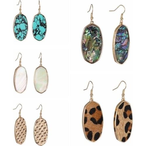 Original Design Abalone Shell Dangle Earrings Leopard Pattern Hand Wove Alloy Earrings Women Fashion Jewelry Girl Exquisite Gift