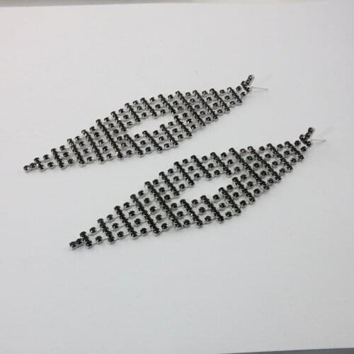 Korean bride exaggerated long paragraph full rhinestone earrings temperament fashion earrings female trendy jewelry