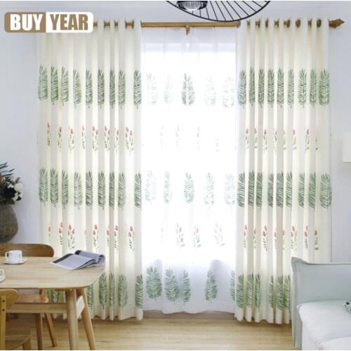 Korean Style Curtains Embroidered Window Screens Rural Bedroomcurtains, for Living Room Luxury Nordic Style Curtains