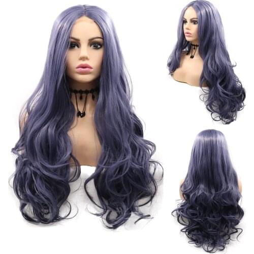 Blue Natural Wigs Hair Lace Front Wigs for Black Women 24inch Long Water Wave Synthetic Wigs Body Wave Wig Cosplay Anime Wigs