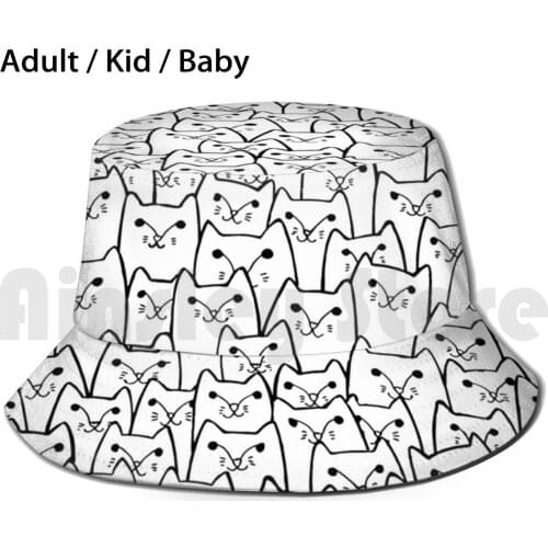 Suspicious Cute Cats Sun Hat Foldable UV Protection Cat Kitty Cats Pattern Animal Pet Cat Lover Funny Suspicious Cute