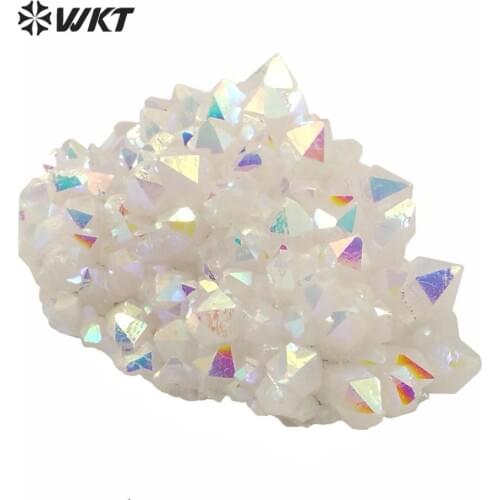 WT-G222 Gorgeous Aura Crystal Quartz Cluster Stone ,Healing Stone Angel AB Colors Display Stone Crystal Cluster Wholesale
