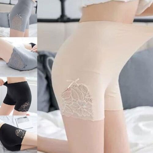 Women Seamless High Waisted Anti-Exposed Safety Shorts Pants Floral Lace Patchwork Bow Leggings Butt Lift Underpants
