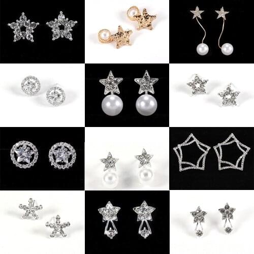Womens Star Stud Earrings Fashion Personality Micro-Set Zircon Ear Studs Customized Ear Studs For Women To Give Girlfriend Gift