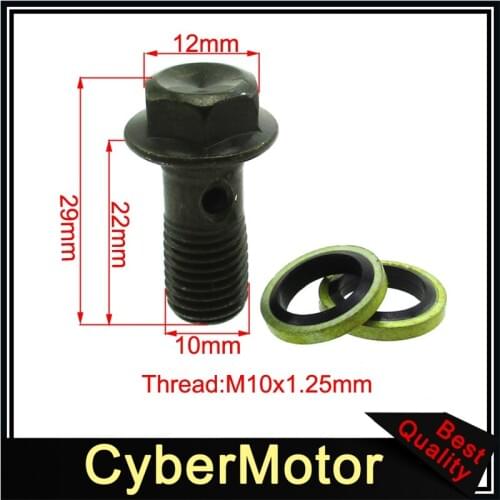 10mm M10 x 1.25mm Banjo Bolt For ATV Quad 4 Wheeler Pit Dirt Bike Go Kart Motorcycle