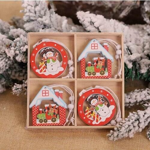 12Pcs Christmas Snowflakes Wooden Pendants Xmas Tree Ornaments Home Hanging Decor Christmas Decorations for Home Navidad 2022