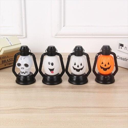 20pcs Pumpkin smiley face skull Halloween pony lamp small kerosene lamp ghost head glow nightlight party decorations horror