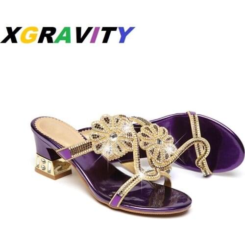 2021 New Size 34-41 Fashion Party Shoes Flower Rhinestone Designer Chunky Mid Heel Pumps Sexy Ladies Fashion Footwear Women Shoe