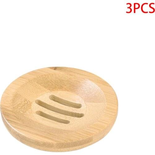3PCS Round Wooden Soap Dish Bamboo Wooden Soap Dish Soap Holder Bamboo Mold-proof And Draining Sanitary Bamboo Box 8x8 Cm