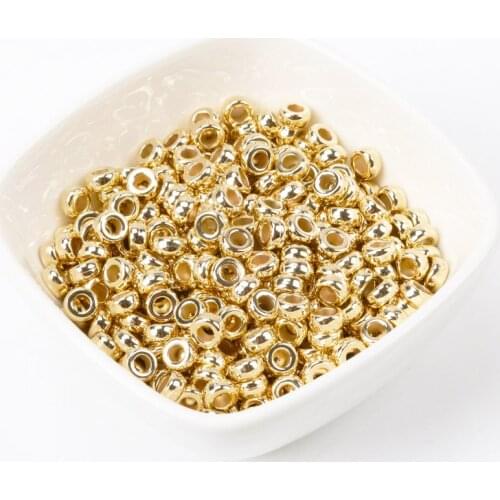 6x3mm 100pcs Gold CCB Round Big hole Seed Spacer Loose Beads For Jewelry making DIY KL141