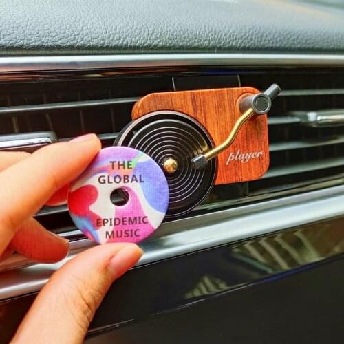Record Player Car Air Freshener Spin Phonograph Air Vent Outlet Aromatherapy Diffuser Perfume Clip Retro Car Accesories Interior
