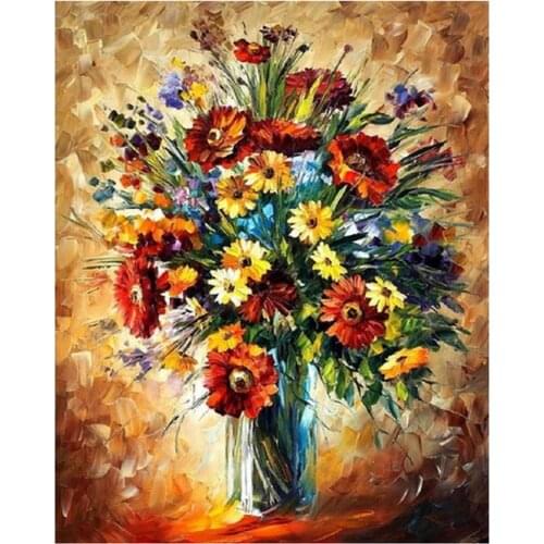Frameless canvas painting by numbers wall decor diy picture oil painting on canvas for home decor 4050 magic flowers