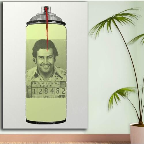 Large size Printing Oil Painting Spray tank Pablo Escobar Mug Shot 1991 Vertical Wall painting Decor Wall Art Picture No Frame