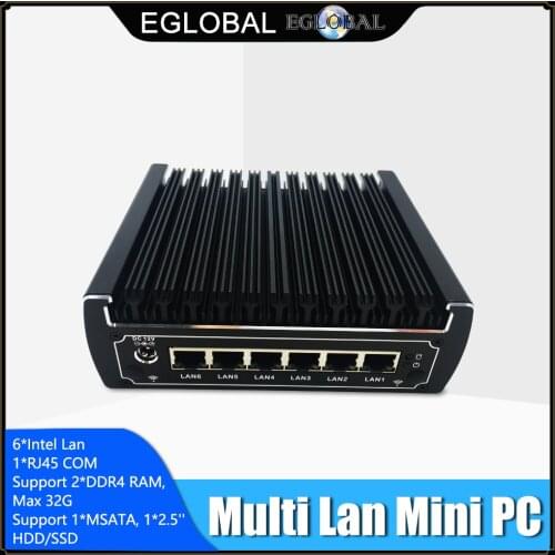 Core i5 7200U i3 7100U Fanless Pfsense Mini PC 6*Intel Gigabit Lans Win10 Linux AES-NI Firewall Network Router DHCP VPN Server