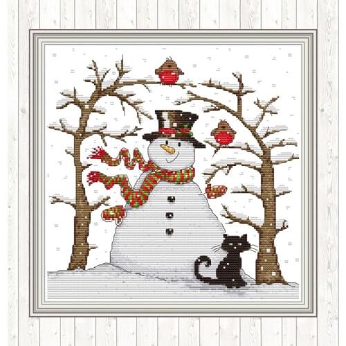 Snowman Wall Home Decor DIY Embroidery Handmade Needlework Package 11CT 14CT Cross Stitch Set DMC Floss Kits Cross Stitch Kits