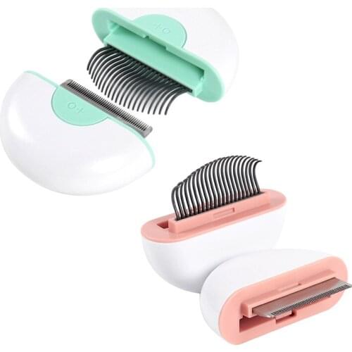 Pet Dog Cat Hair Remover Dual-Function Massage Dogs Comb Stainless Steel Remove FuBrush For Cats Puppy Grooming Daily Clean