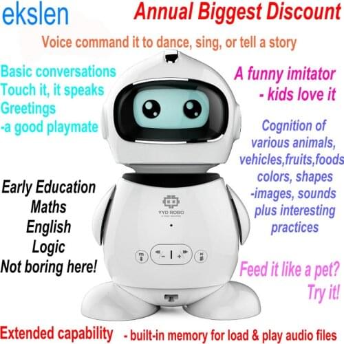 Ekslen Smart Early Education Learning Robot With Voice Recognization Imitation Story Teller Nursery rhyme novel gift for kids