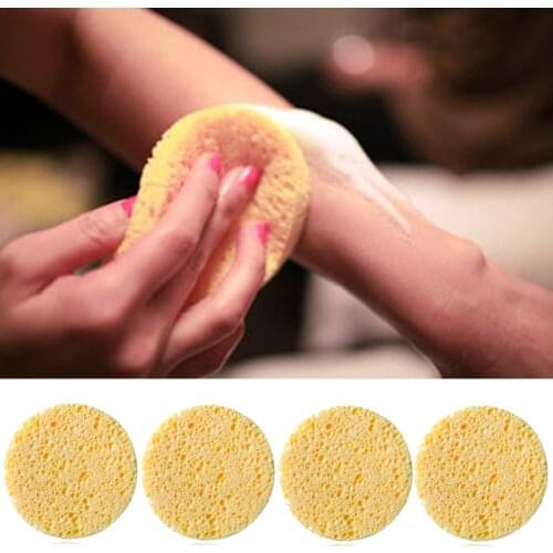 Natural Wood Fiber Face Wash Cleansing Sponge Beauty Makeup Tools Accessories Round Yellow 7cm Dia
