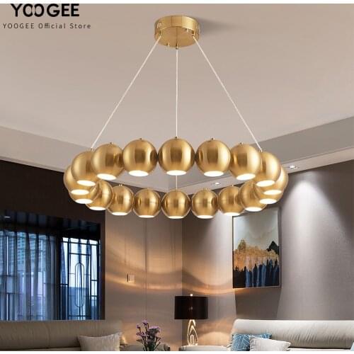 Modern design round ball pendant light led chandelier for dining living room kitchen gold/chrome hanging lamp