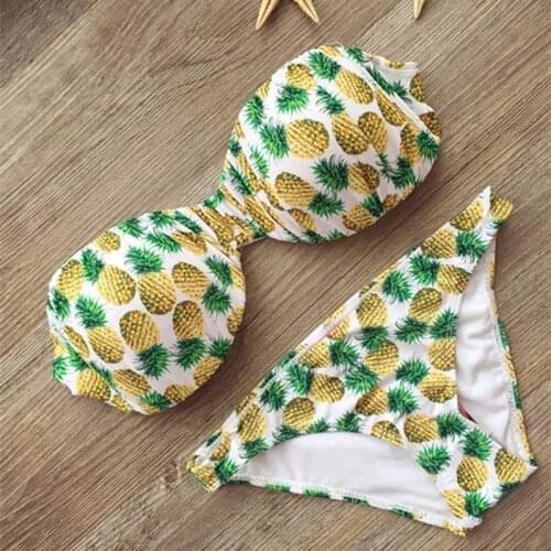 Pineapple print sexy bikini 2020 swimwear women swimsuit brazilian bikinis womens swimming suit bandage falbala girls swimwear
