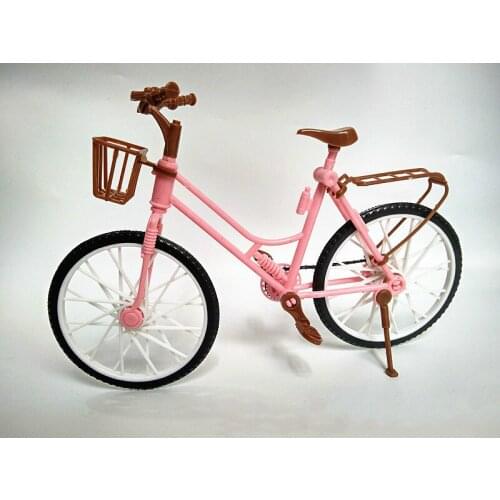 2020 Hot Sale Fashion Beautiful Pink Bicycle Detachable Bike With Brown plastic helmet Toy Accessories for Dolls