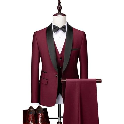 Mens RED Wedding Suits Luxury Brand Male Business Suits 2021 Latest Korean Fashion One Button Suit Men Slim Fit S-6XL