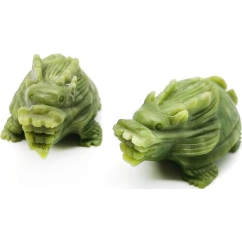 Natural Xiuyu Jade Dragon Turtle Ornaments China Fengshui Quartz Tortoise Wealth Lucky Statue Healing Crystal Crafts Home decora