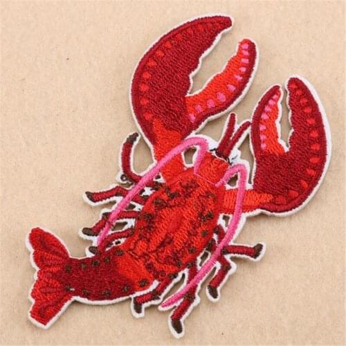 Girls clothes baby Badges embroidery patch Red lobster deal with it T shirt iron on patches for clothing animal sticker badge
