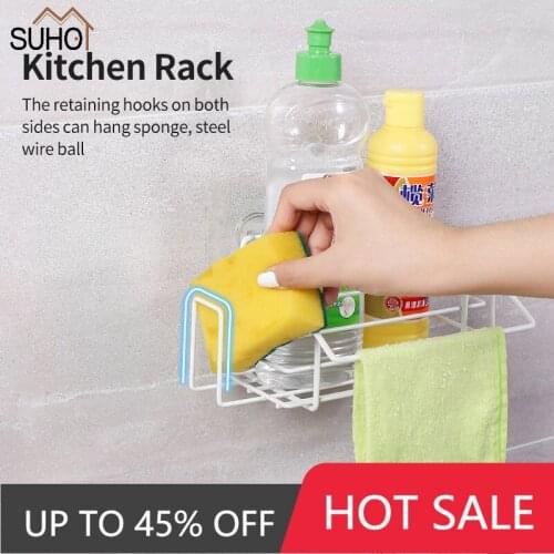 Practical Kitchen Sink Organizer Sponge Holder Storage Drying Rack Spice Drainer Basket Bottle Shelf Rag Hanger Hook Accessories