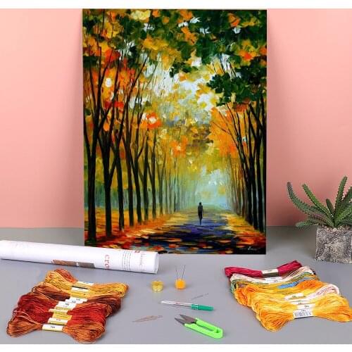 Autumn Mood Printed Canvas 11CT Cross-Stitch Embroidery Full Kit DMC Threads Knitting Handiwork Sewing Painting Jewelry Mulina
