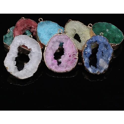 Natural Druzys Quartz Crystal Pendant Charms Irregular Agater Pendants For DIY Making Jewelry Druzy Necklace Size 25x30-35x40mm