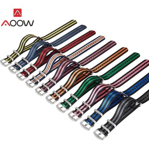20mm 22mm Nylon Fabric Strap NATO ZULU Watchband Men Women Universal Stainless Steel Buckle Ring Band Bracelet Accessories Belt