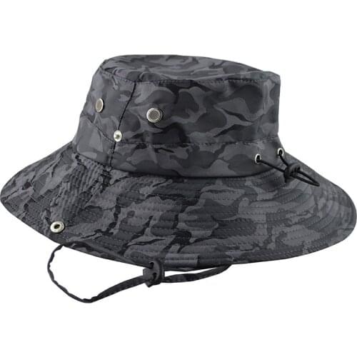 Wide Brim Boonie Hat for Outdoor Mesh Liner Camo Bucket Cap Hat for Travel Fishing Safari Sun Protection LL@17