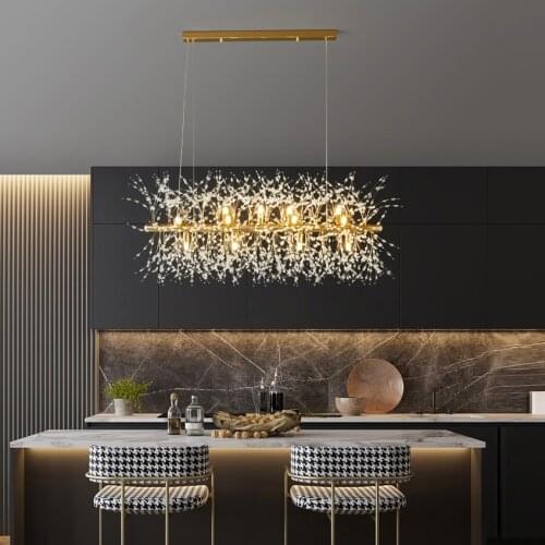 Modern LED Crystal Chandelier Light Pendant Hanging Lamp Dandelion Crystal Chandelier Lighting for Living Dining Room Decoration