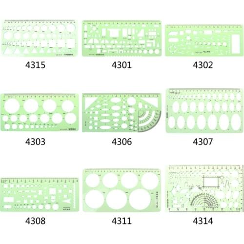Building Design Construction Drawing Stencil Template Ruler Clear Green Plastic