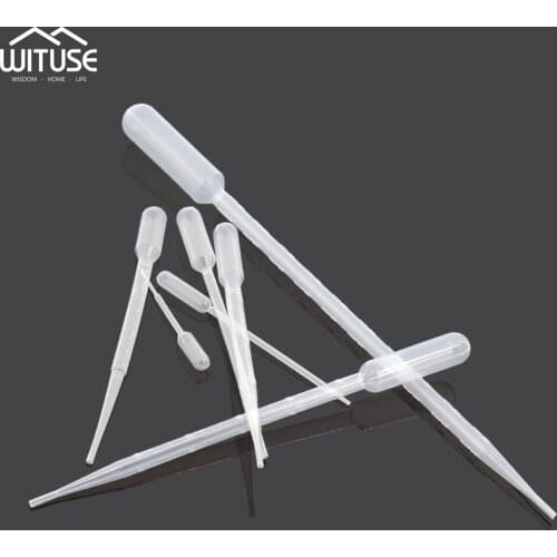 WITUSE 100Pcs 0.2mL/0.5mL/1mL/2mL/3mL/5mL/10mL Transparent Plastic Disposable Pipet Droppers Transfer Pipettes