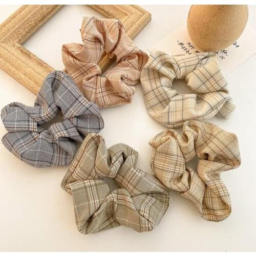 Women Simple Plaid Hair Scrunchies Girls Elastic Fashion Rubber Band Ponytail Hair Ring High Quality Scrunchie Hair Accessories