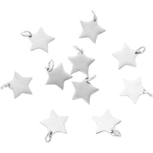 10x Star Shape Pendant Charms Jewelry Earring Bracelet Necklace Sweater Chain Making Silver