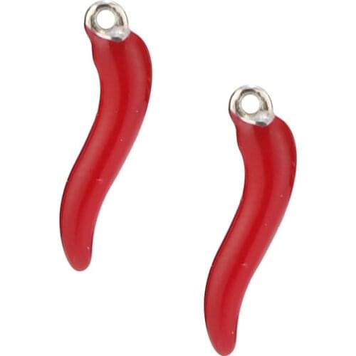 10pcs/lot Chili Italian Horn Charm Stainless Steel Talisman Italian DIY Jewelry Lucky Pendant