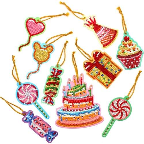 10pcs DIY Diamond Painting Christmas Tree Pendant Full Drills Special Shape Diamond Embroidery Christmas Decorations for Home
