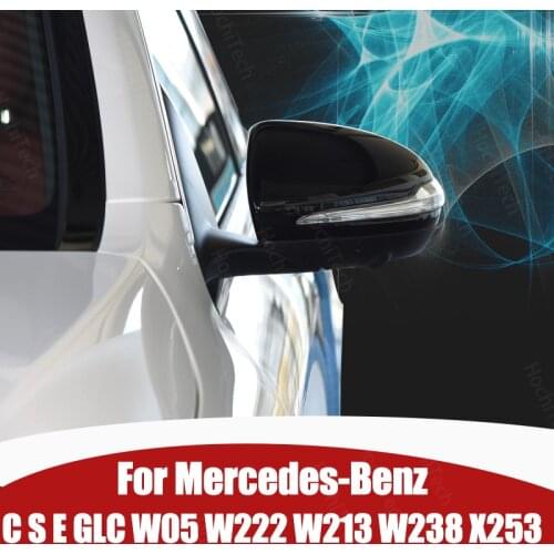 2pcs Rearview Accessories Glossy Black Car Side Mirror Cover Caps for Mercedes Benz C GLC S E Class W205 X253 W222 W213 W238