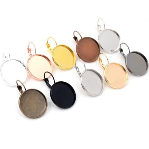 20mm 25mm 10pcs/Lot Classic 10 Colors plated French Lever Back Earrings Blank/Base,fit 20/25mmcabochons,buttons;earring bezels