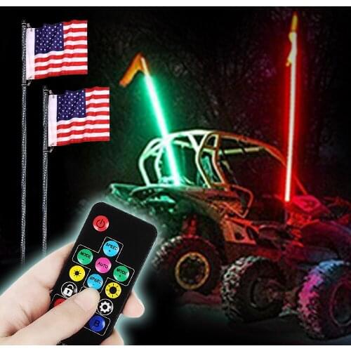 3/4/5FT LED Whip Light RGB Waterproof Multi-Color Flagpole Lamp Bowlight for OffRoad Sand Rails/Buggies, SxS, ATV/UTV,RZR,Trucks