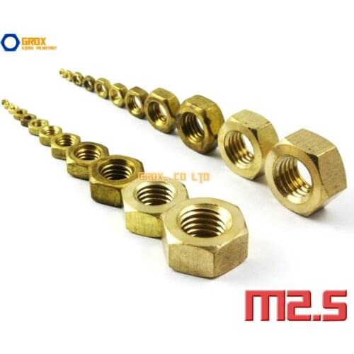 400 Pieces M2.5 Brass Metric Thread Hexagon Nut