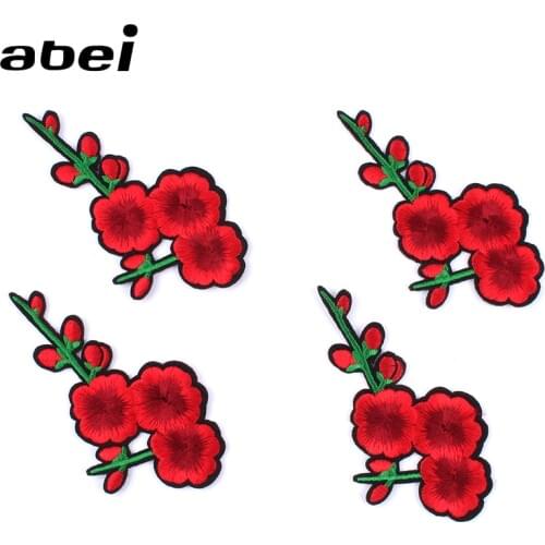 5pcs/lot Embroidered Plum Flower Patch for Girl Clothes Iron On Women Clothing Stickers Handmade Jeans Bags Badge Diy appliques