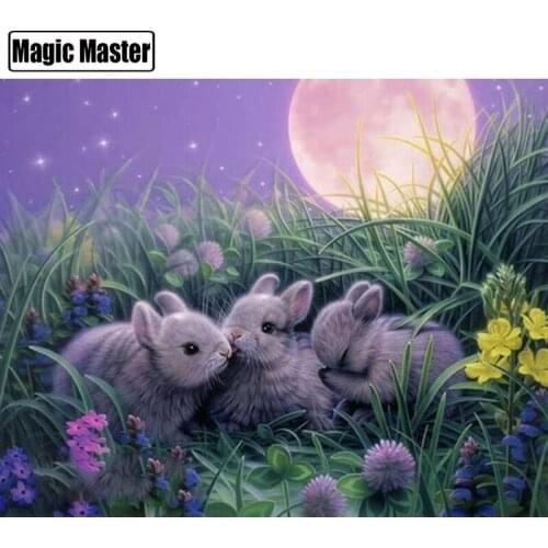 Diamond Mosaic 5D DIY Diamond Painting Cross stitch Moon Rabbits Diamond Embroidery Classic Style Rhinestone Painting