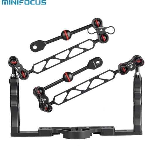 Aluminium Dual Handle Tray/Grip Set for Underwater Camera Housings with 8'' Double Ball Light arm and Diving Ball clamp Ys Head