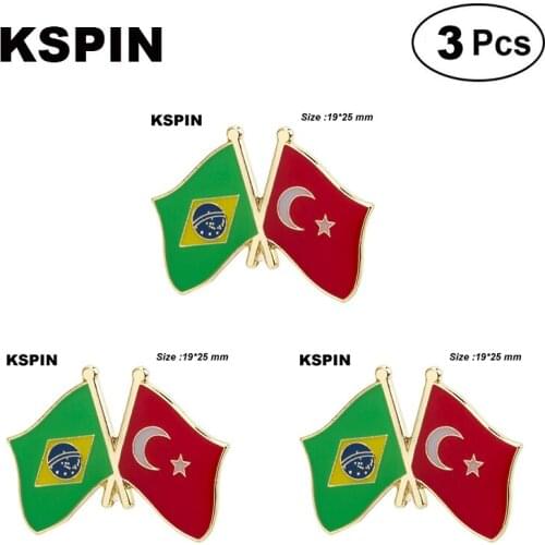 Brazil & Turkey Friendship Lapel Pin Brooches Pins Flag badge Brooch Badges